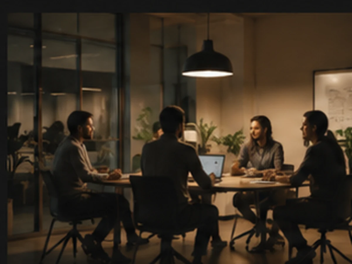 Team collaborating around a table